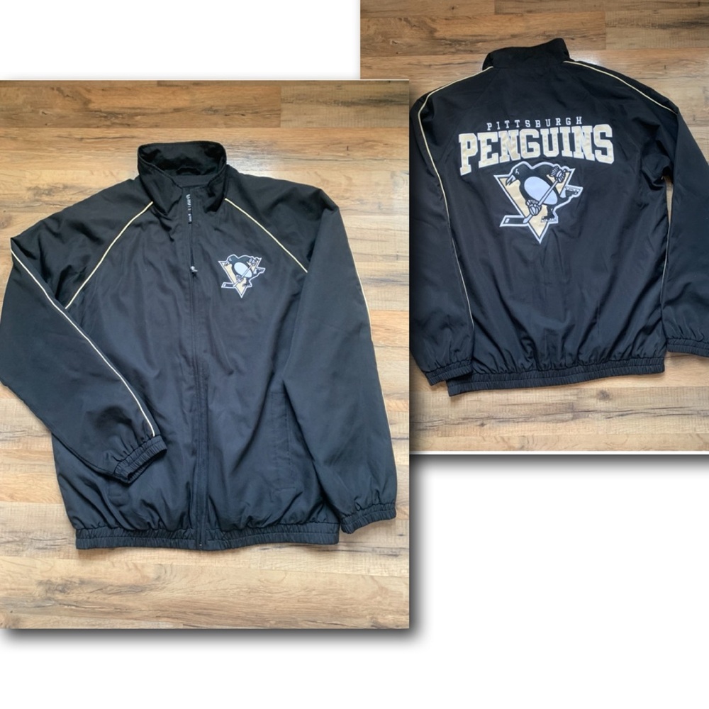 🏒🐧 NHL Penguins Full Zip Lightweight Jacket Logo Front & Back Medium